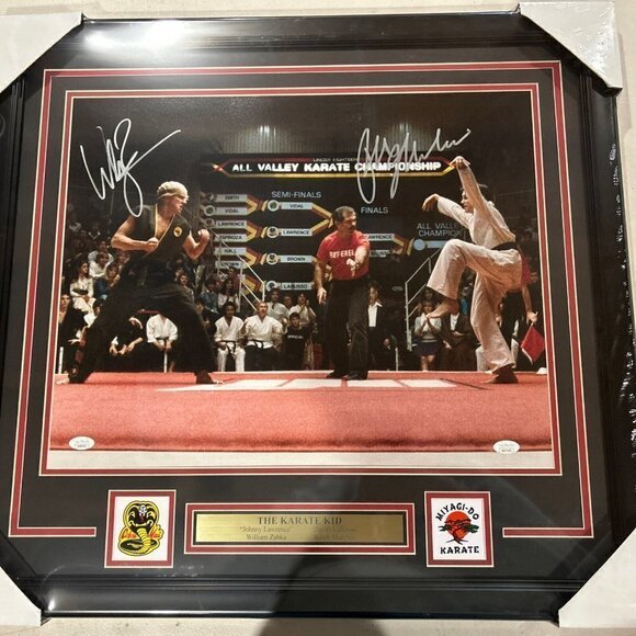 The Karate Kid Zabka & LaRusso Dual Autograph Signed 16x20 Photo Framed JSA - Picture 1 of 6